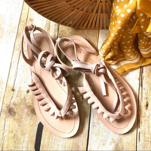 SALE! New! Coachella Sandals Tan Suede Wrap Style - Picture 7 of 12